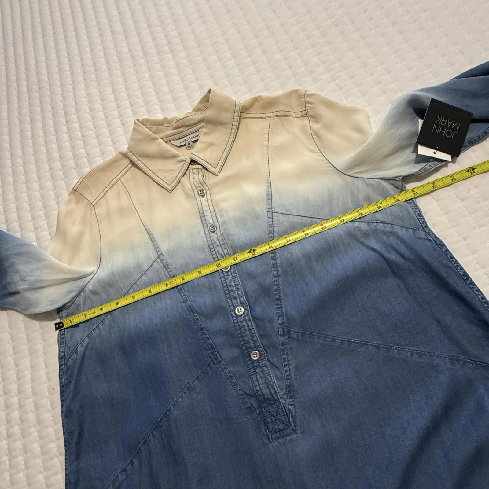 John Mark  Blue Ombré Button Down Tunic Top M Medium NWT $99 100% Lyocell - Image 5