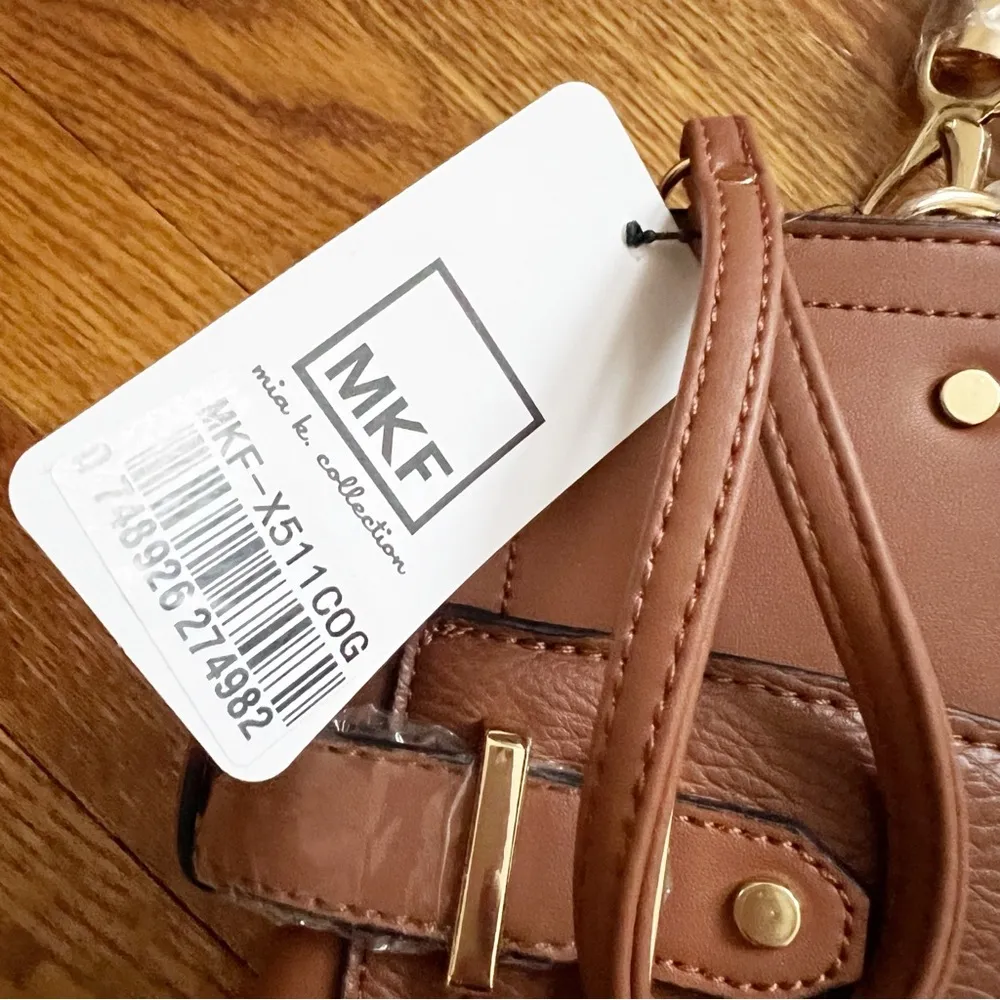 MKF Collection Tenna Satchel Handbag and Wristlet Set Cognac Brown NEW $139 - Image 5