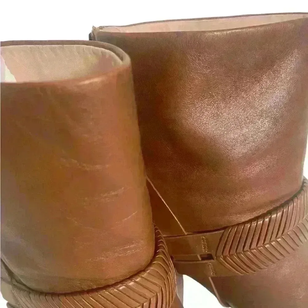 AD & Daughters  Declann Brown Leather Zip Up Ankle Boots Booties Sz 10 - Image 15