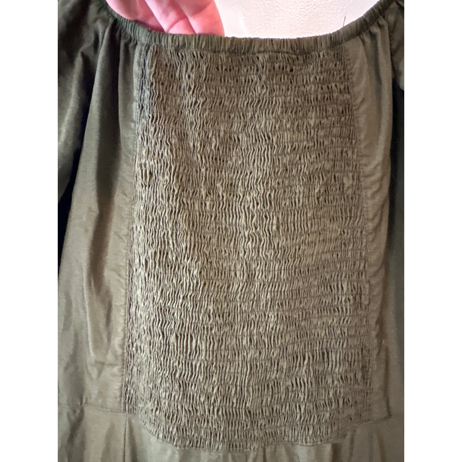 Lug Von Siga Army Green Serena Ruffle Cotton Poplin Midi Dress Size 6 - Image 10