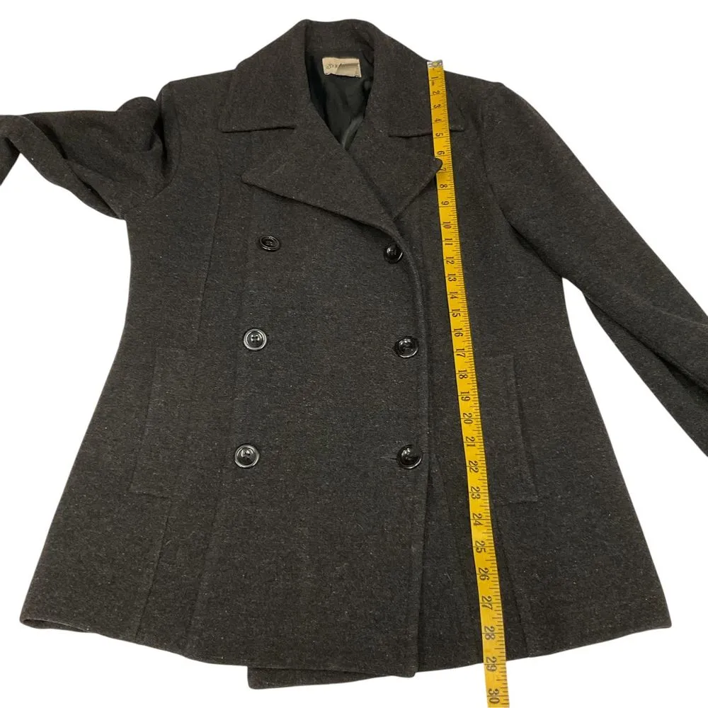 St. John's Bay Women's Wool Cashmere Double‎ Breasted Pea Coat Black Size Large - Image 9