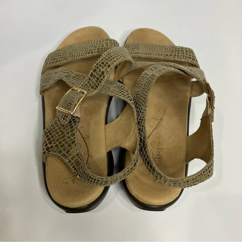 SAS Laguna cross strap sandals gold croc embossed women’s size 7.5 comfort shoes - Image 7