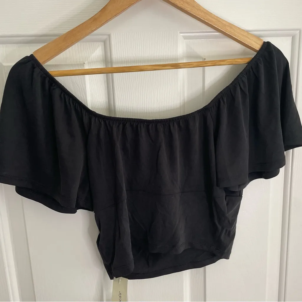 Blue Rain Elegant Black Ruffle Crop Top Size Small Emma Fluted dark romantic - Image 6