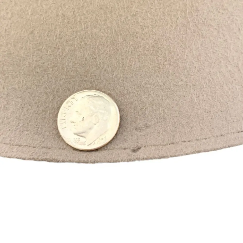 Patricia Underwood Taupe Wool Felt & Black Leather Trim Wide Brim Fedora Hat Gray - Image 7