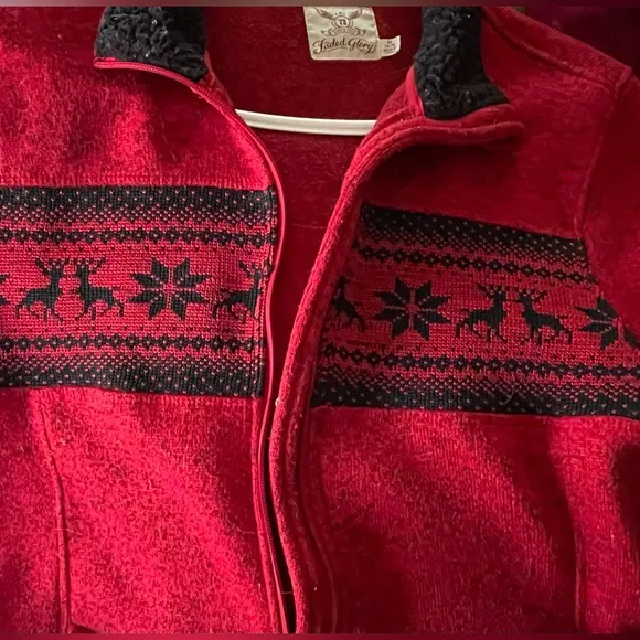 Vintage Faded Glory Women's Red and black Sweater/Jacket Zipper XL - Image 2