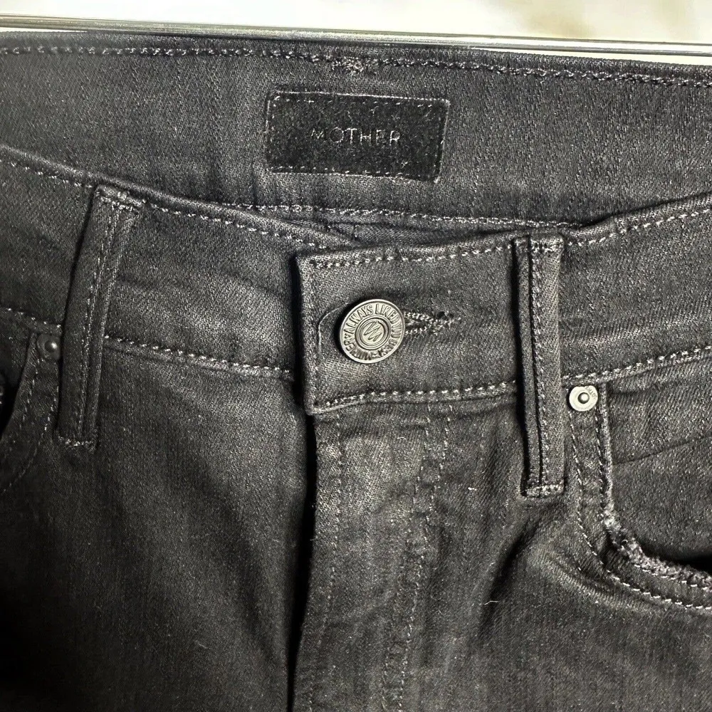 Mother Insider Crop Step Fray Jeans in Guilty Racer Womens Black Size 25 - Image 4