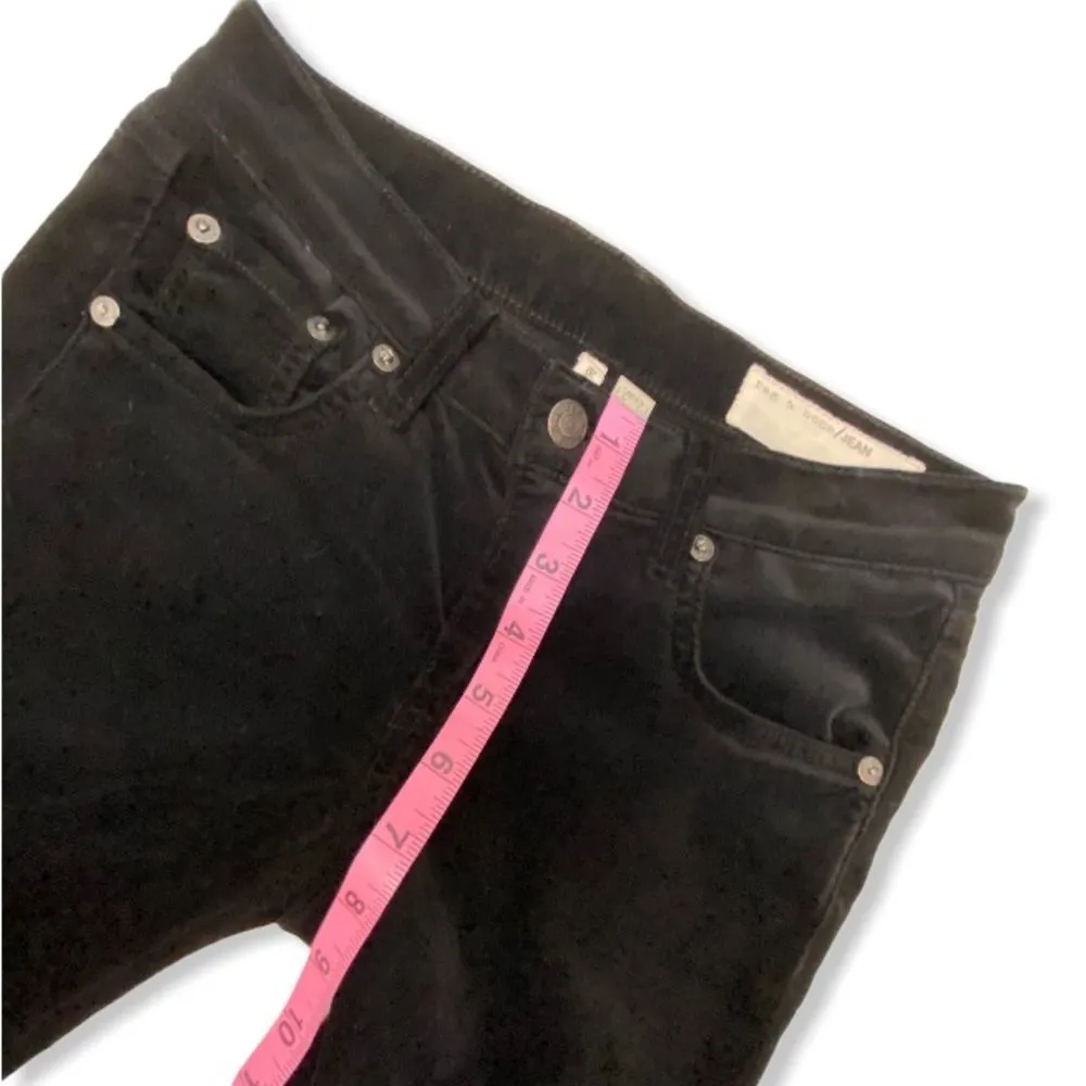 Rag and Bone  Black Velvet Zipper Capri Skinny Jean - Image 4