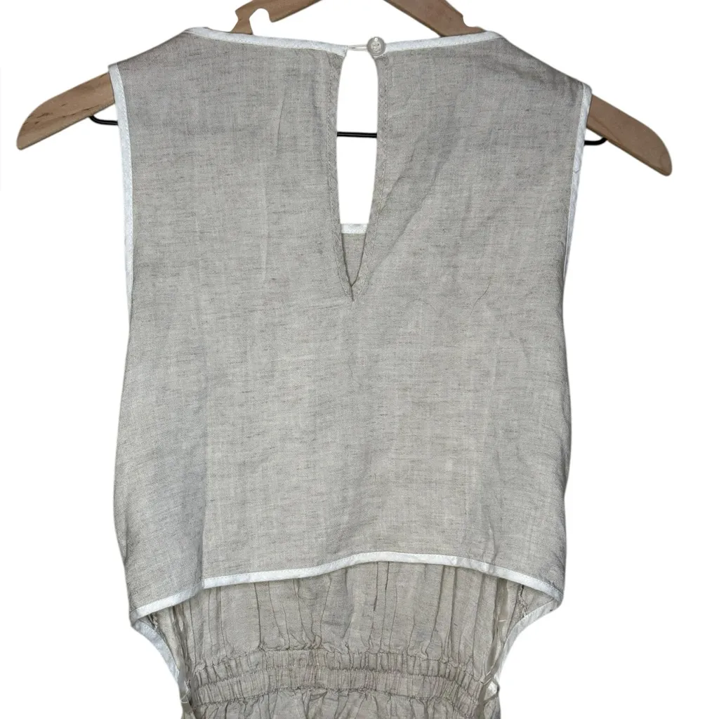 Little Lies Exceptionally Breezy Beige Linen Cutout Maxi Dress With Pockets New White Size L - Image 8