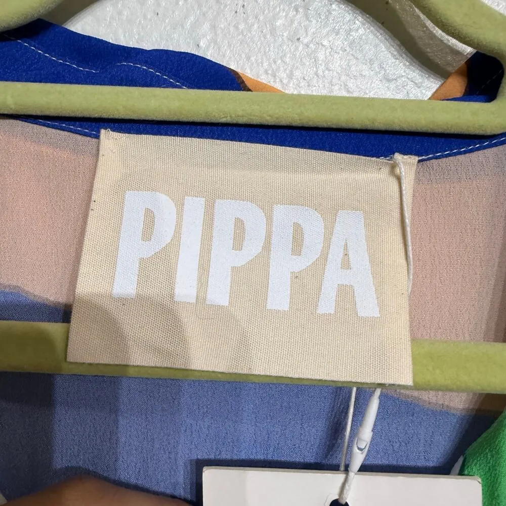 Pippa Multi Striped Button Down Shirt Sz S NWT Orange - Image 5