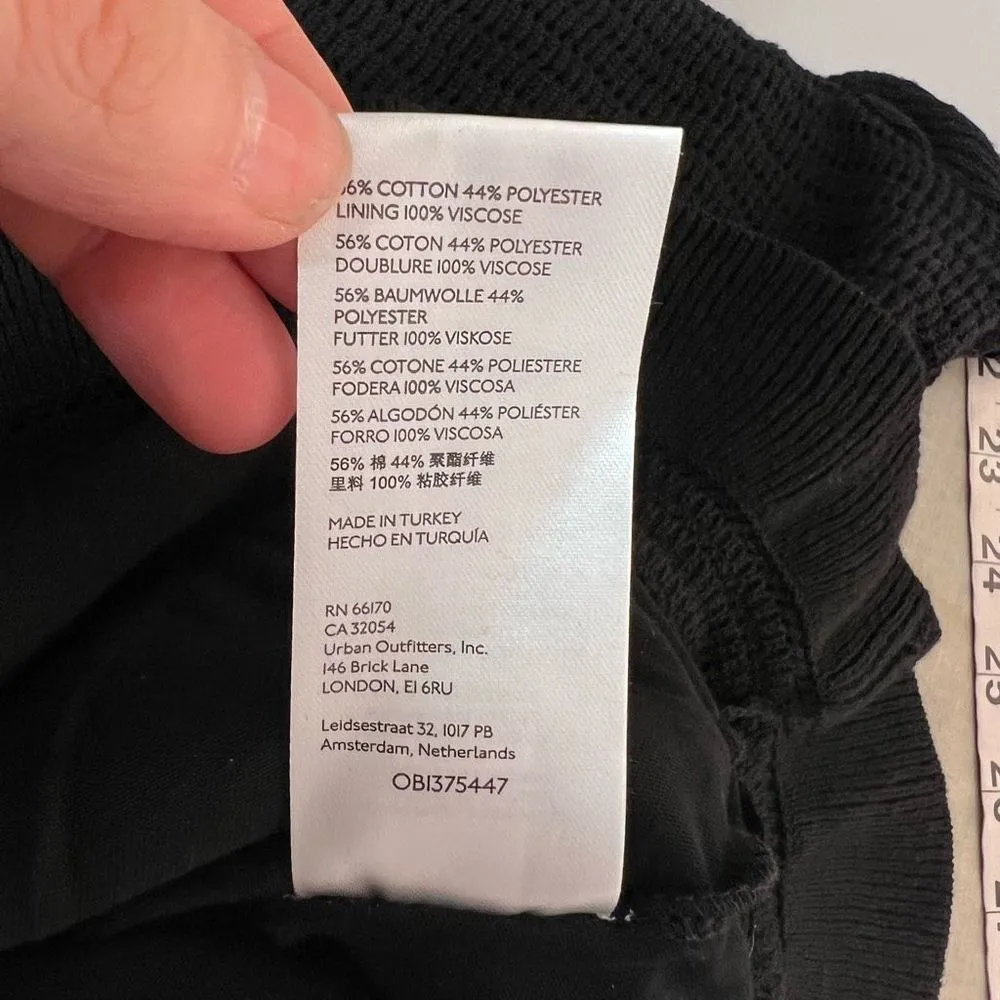 Anthropologie Pointelle Ruffled Butterfly Sleeve Black Knit Mini Crochet Dress L - Image 11