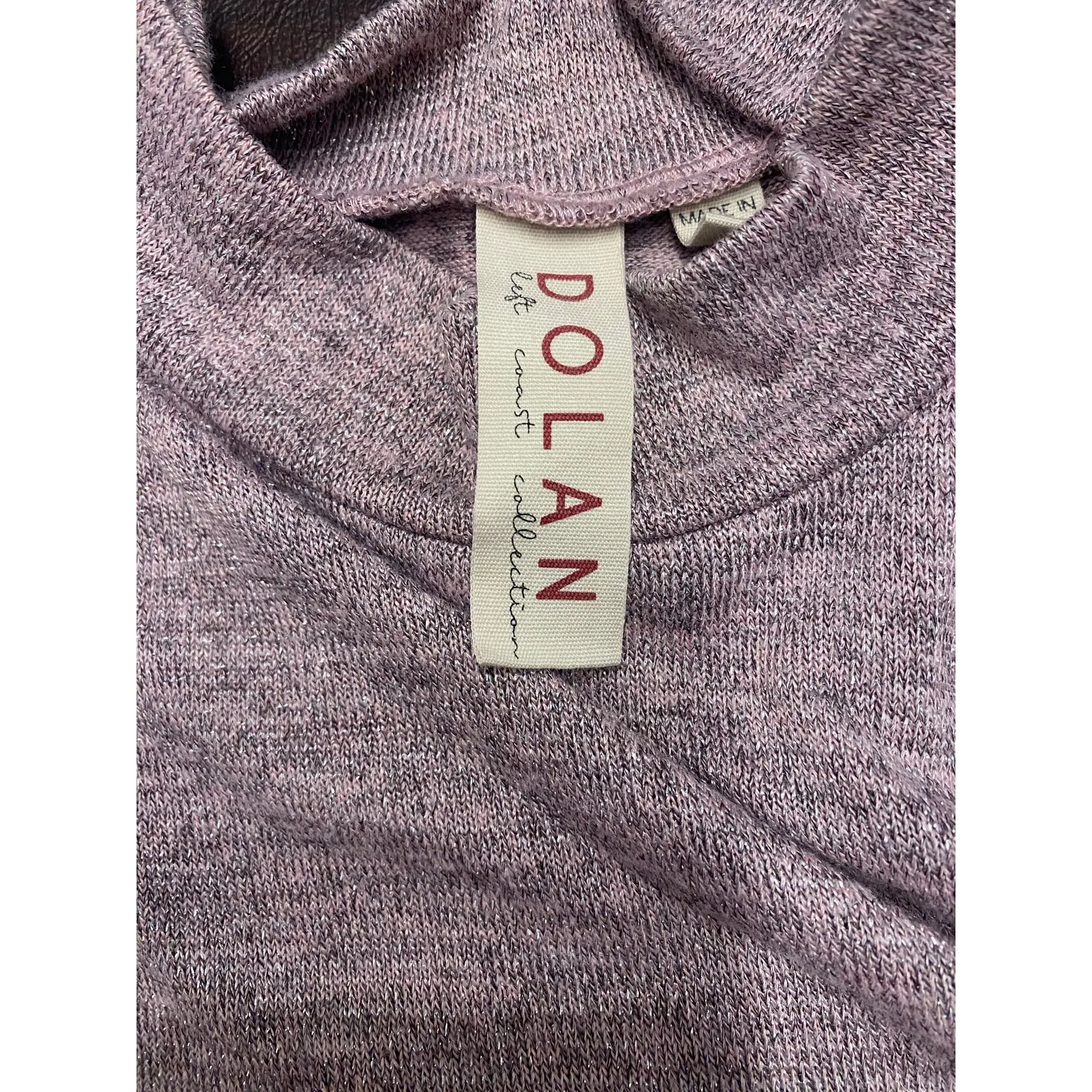 Anthropologie Dolan Purple Sparkle Metallic Puff Sleeve‎ Mockneck Top (Med) - Image 6