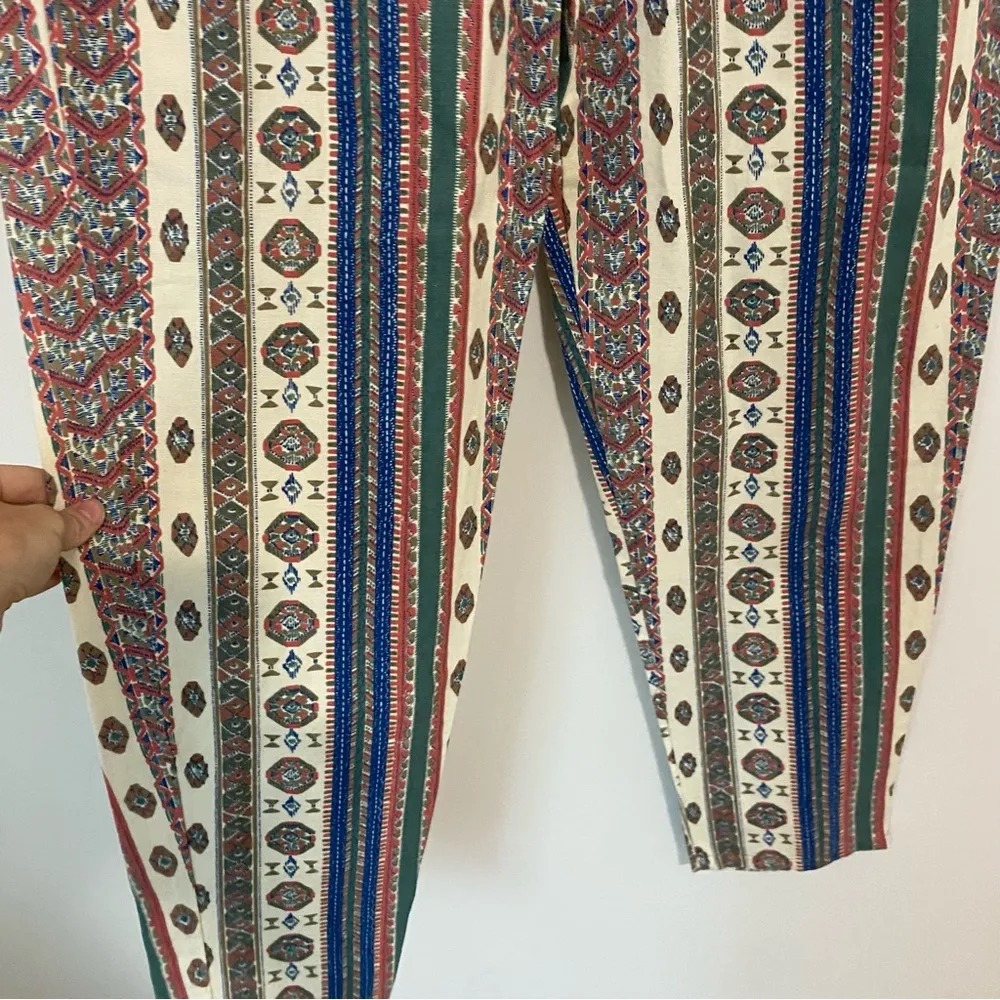 Stefano Vintage Western Patterned Tapered Cotton Pants size 26 Red - Image 3