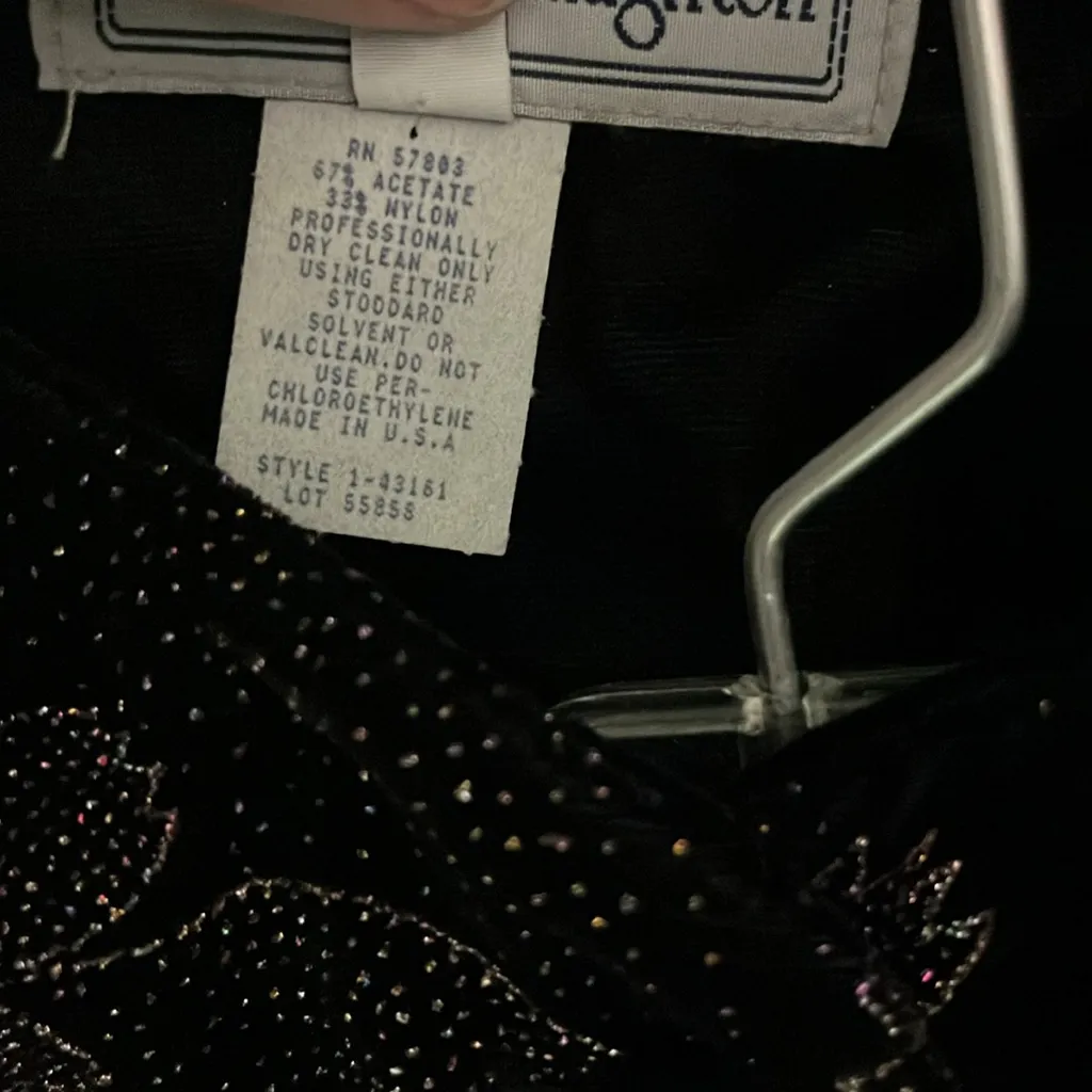 Vintage Formal Norton McNaughton Black Velvet Floral Dress Shirt Jacket wedding Size 8 - Image 11