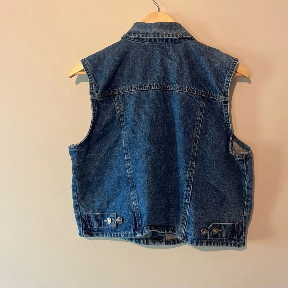 Vintage 90’s Denim Grunge Sleeveless Jean Jacket Vest Greatland Size Medium Blue - Image 8