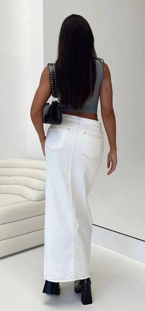 Princess Polly White denim maxi skirt  - Image 3