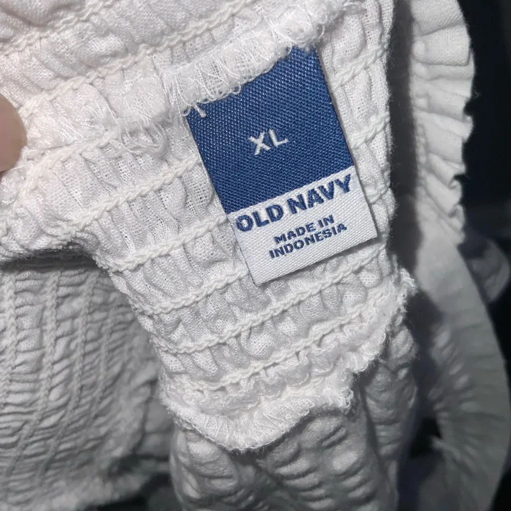Old Navy White Flutter-Sleeve Smocked Seersucker Swing Casual Blouse XL - Image 7