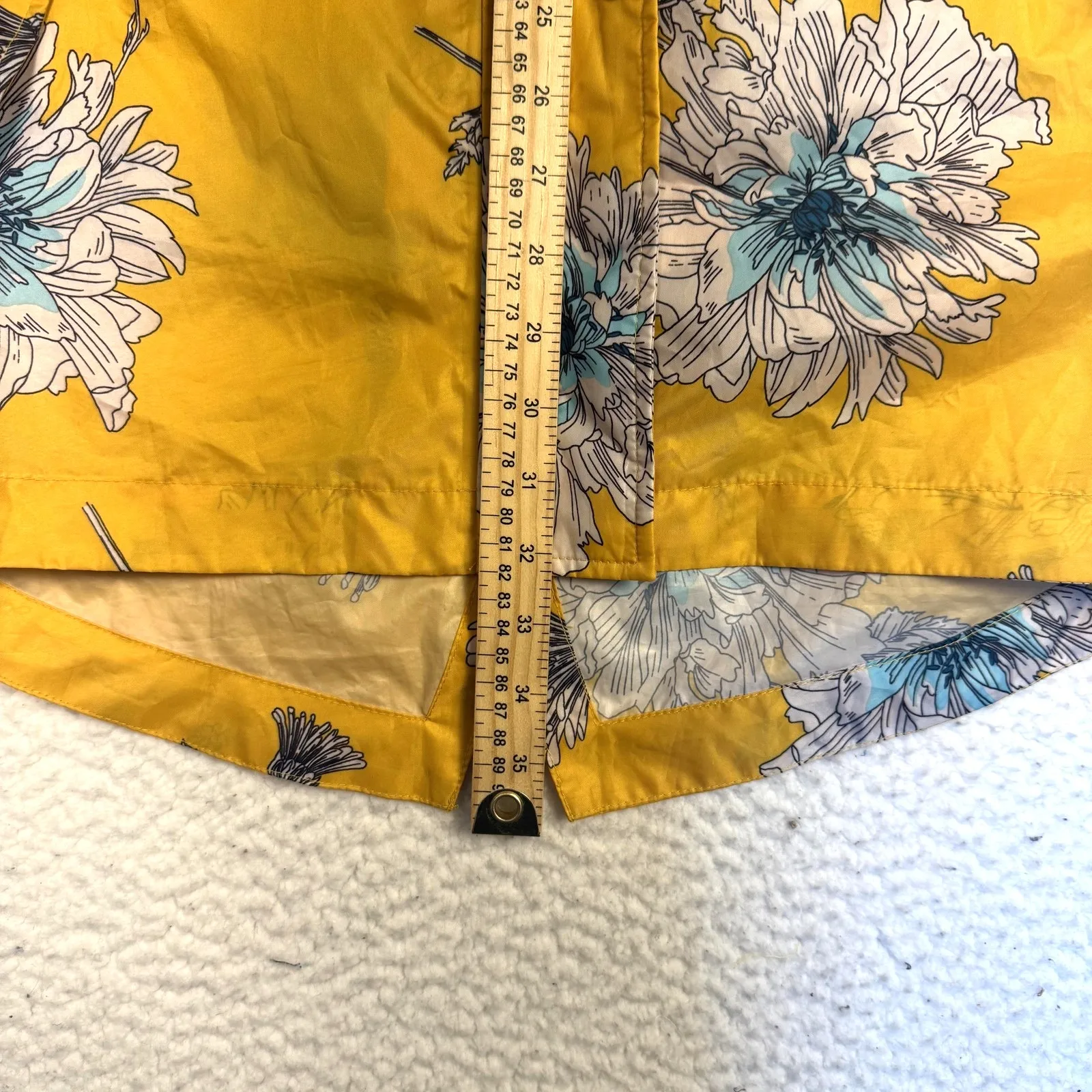 Joules Right As Rain Golightly Raincoat Womens 4 Yellow Floral Hooded Coat - Image 8