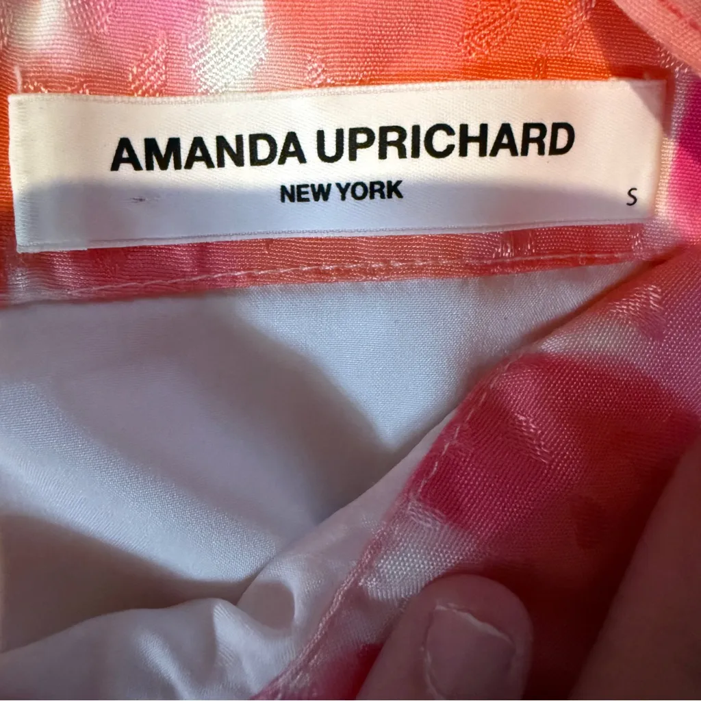 Amanda Uprichard Mini‎ Dress Women’s Size Small Pink Orange Long Sleeve Ruffle - Image 3