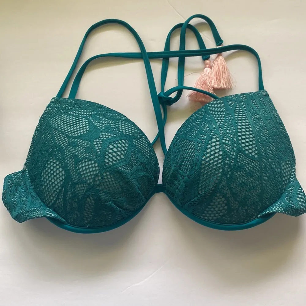 Victoria’s Secret boho lace crochet padded push-up tassel bikini, size 36C large - Image 2