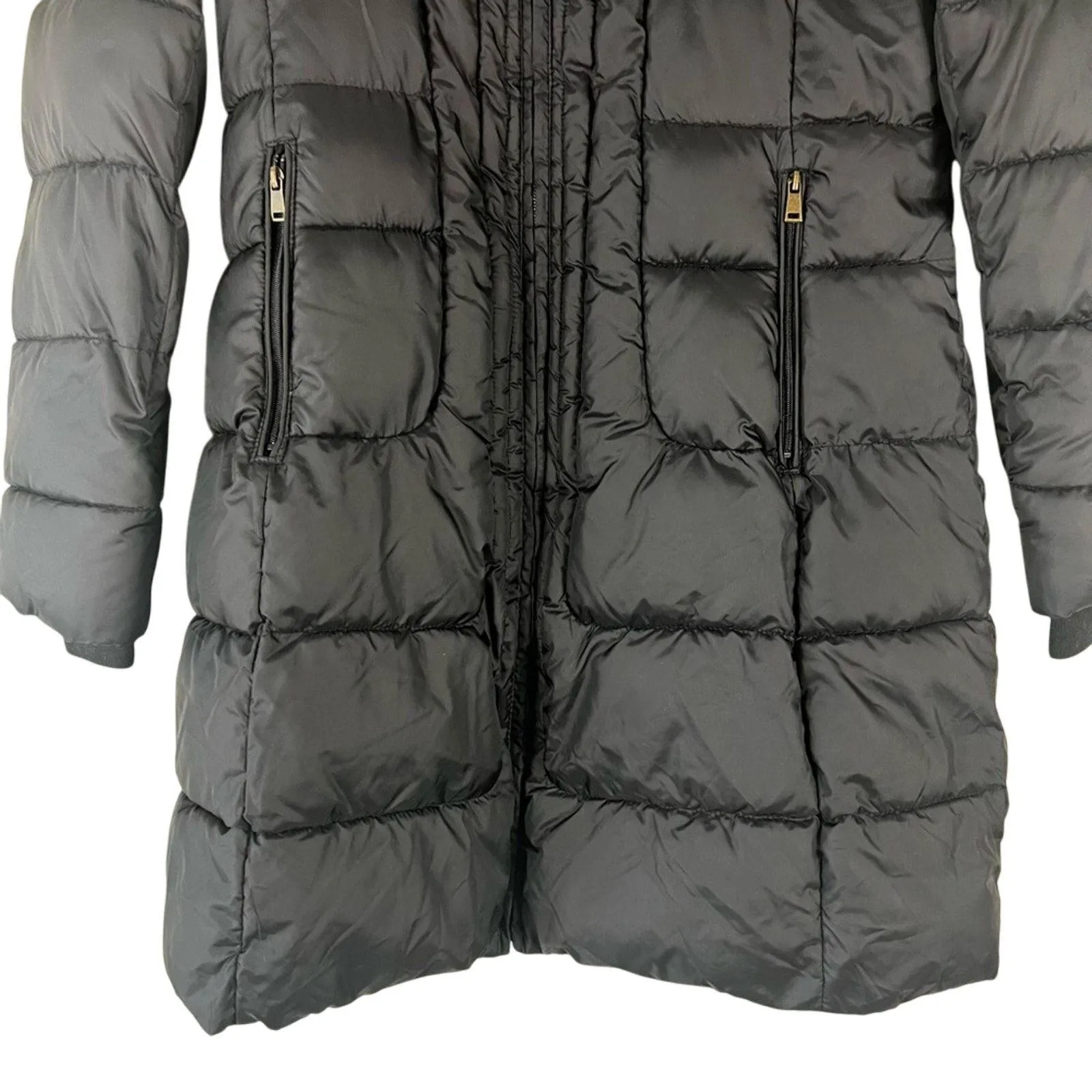 Larry Levine Puffer Coat Womens S Black Sherpa Lined Quilted Zip Up Warm Winter - Image 4
