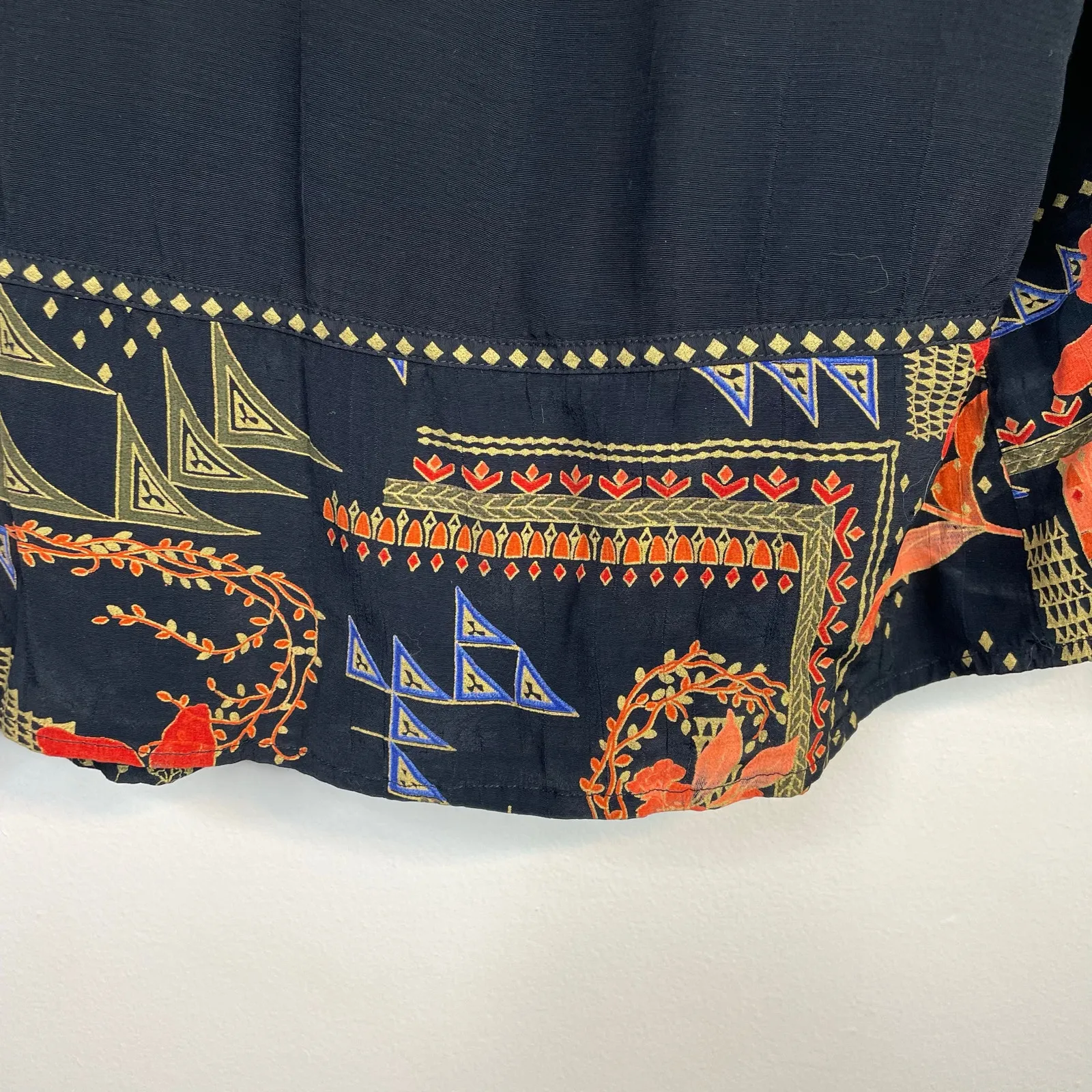 Vintage 90s Dorothy Schoelen Platinum Black Asian Art Deco Floral Open Jacket M Size M - Image 8