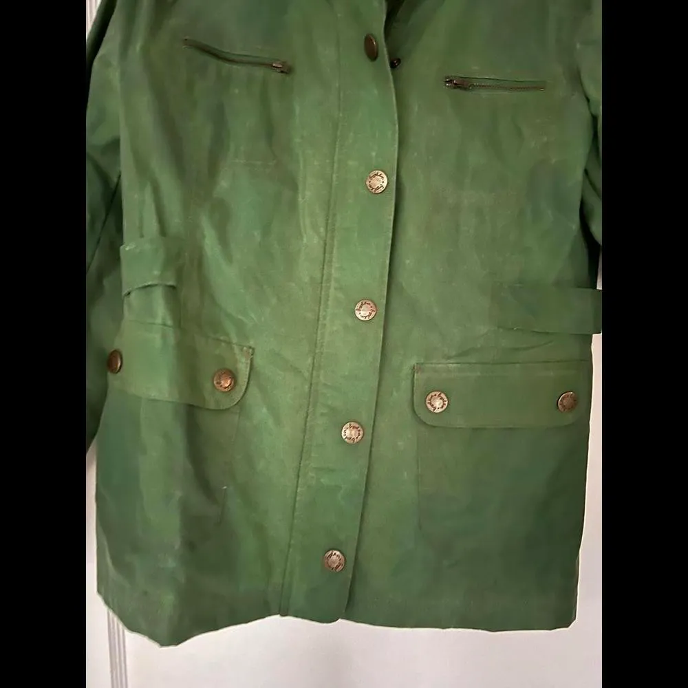 Boden Green Wax Coated Barn Coat size 16 - Image 4