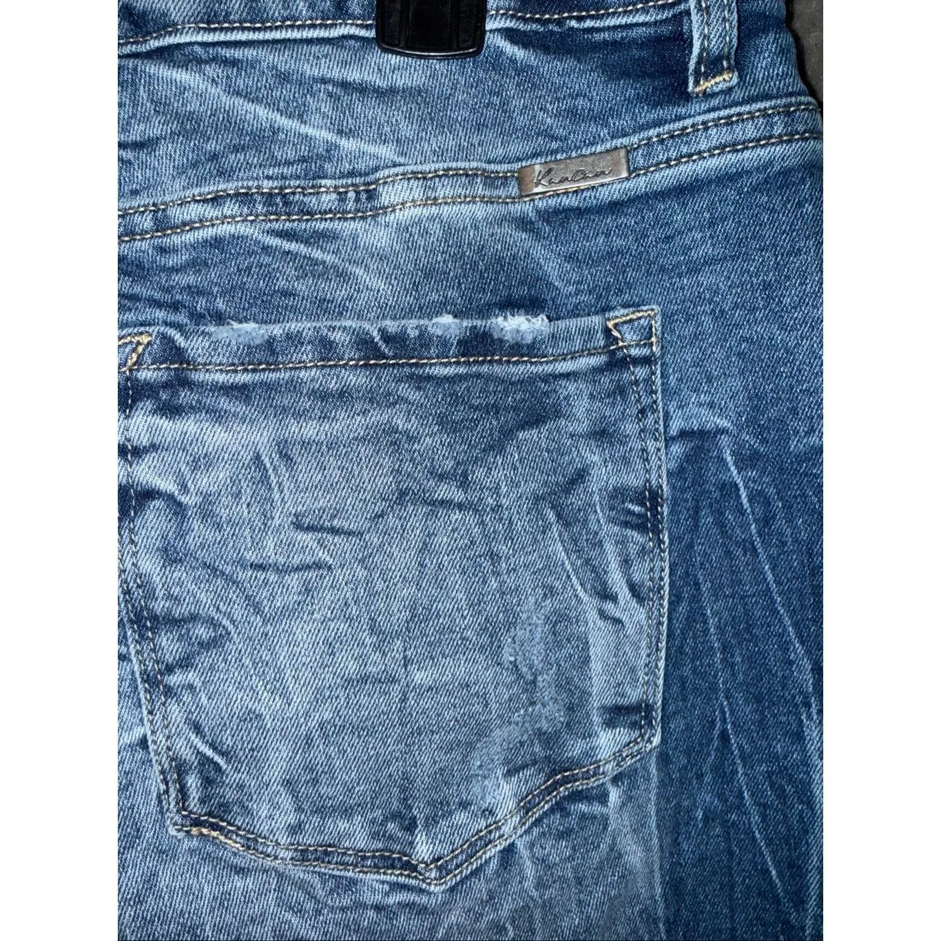 Kancan Womens High Rise Mom Jeans Acid Wash Straight leg 13/30 KC7829D #764 Blue - Image 5