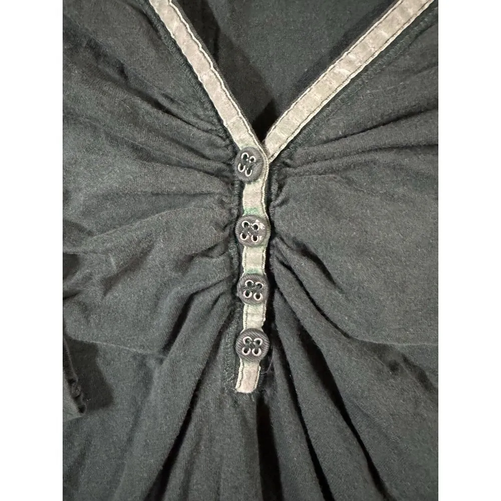 Kuhl  Womens Green Long Sleeve V-Neck Ruffled Front Tee Shirt Size Small - Image 3