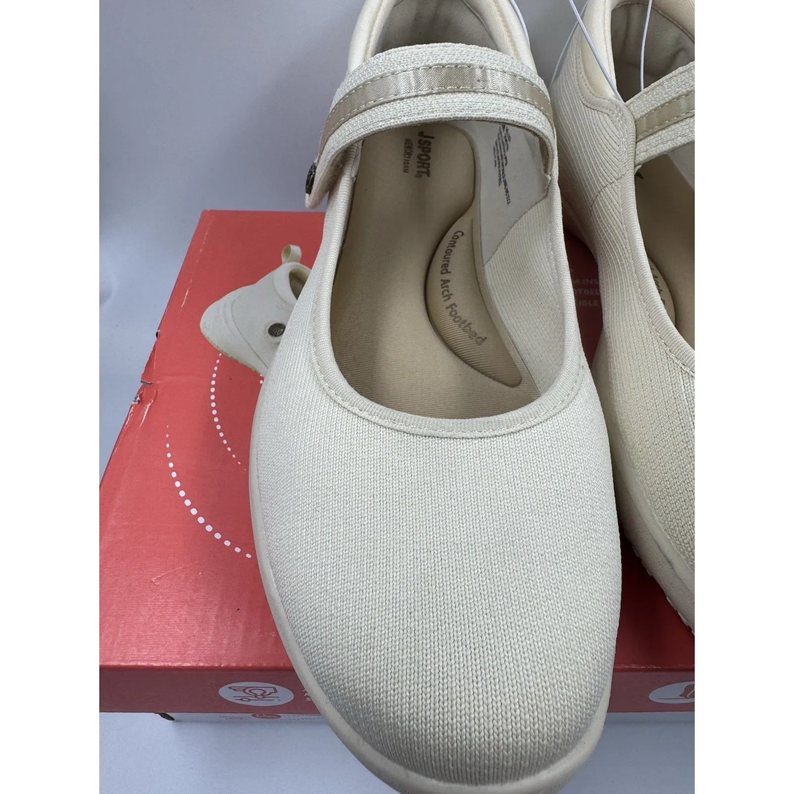 Jsport Womens Shoes Cream Mary Jane Memory Foam Contoured Arch Lightweight Sz 10 - Image 4