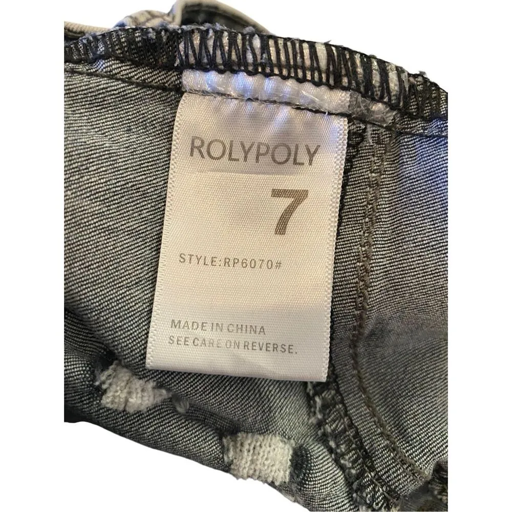 Roly Poly Frayed Shorts Juniors 7 Acid Wash Denim Distressed Destroyed Jean Short Blue Size undefined - Image 6