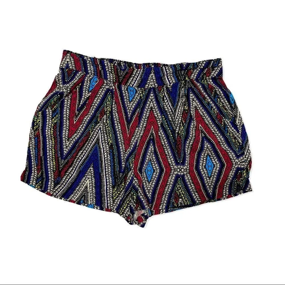 Mossimo Supply Co. Aztec Print High Waisted Pull On Shorts Black Size M - Image 6