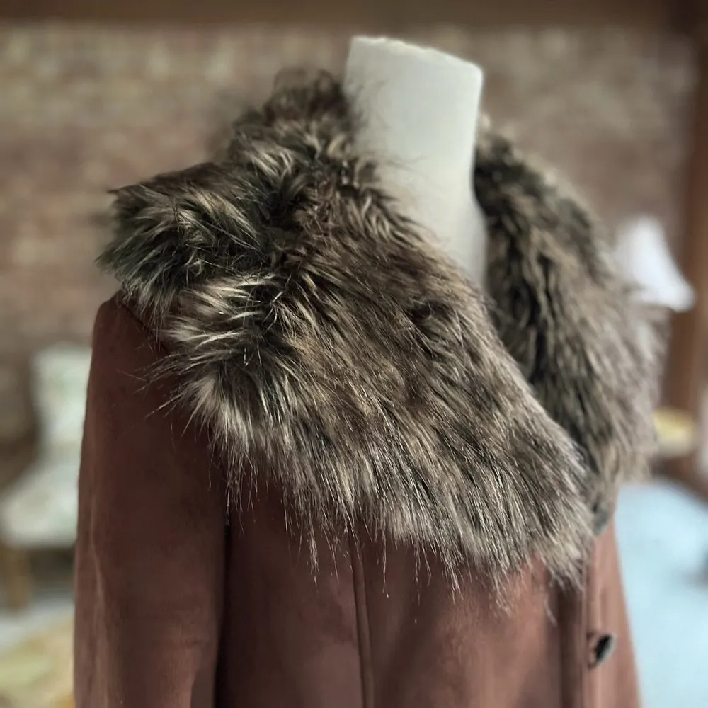Terry Lewis Jacket Faux Suede Faux Fur Brown M Size M - Image 12