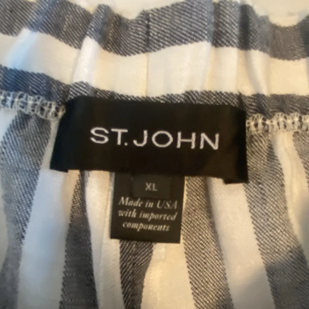 ST. JOHN Fashion Fit Trouser Pants Women’s XL‎ Striped White Navy ($395) Resort - Image 5