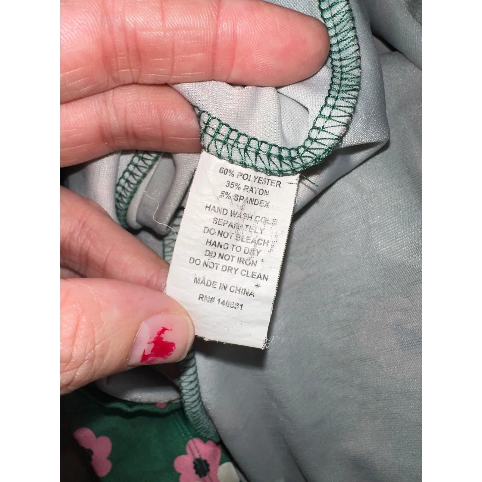 Unique Vintage GB Fit and Flare‎ Dress XS Floral Green Pink Flower Power - Image 6