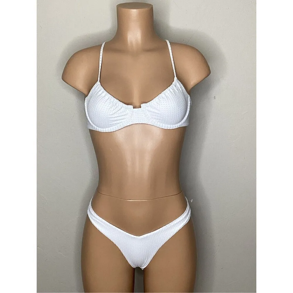New PQ white teeny high cut bikini. S-top/M-bottom. Retails $169 - Image 3