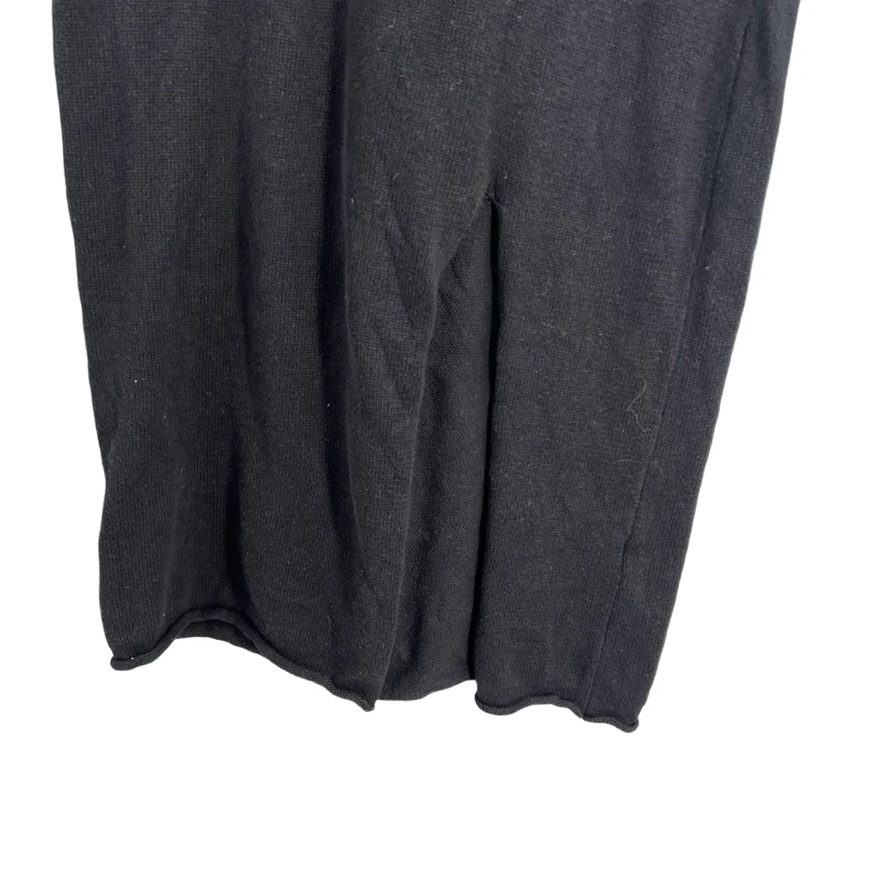 AURA Slip Dress Black Knit V Neck Sleeveless Midi 100% Cotton Minimalist Size S - Image 2