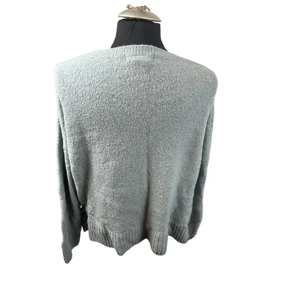 H&M LOGG Womens Sweater Crew Neck Long Sleeve Side Tie Blue Size M missing one r - Image 3