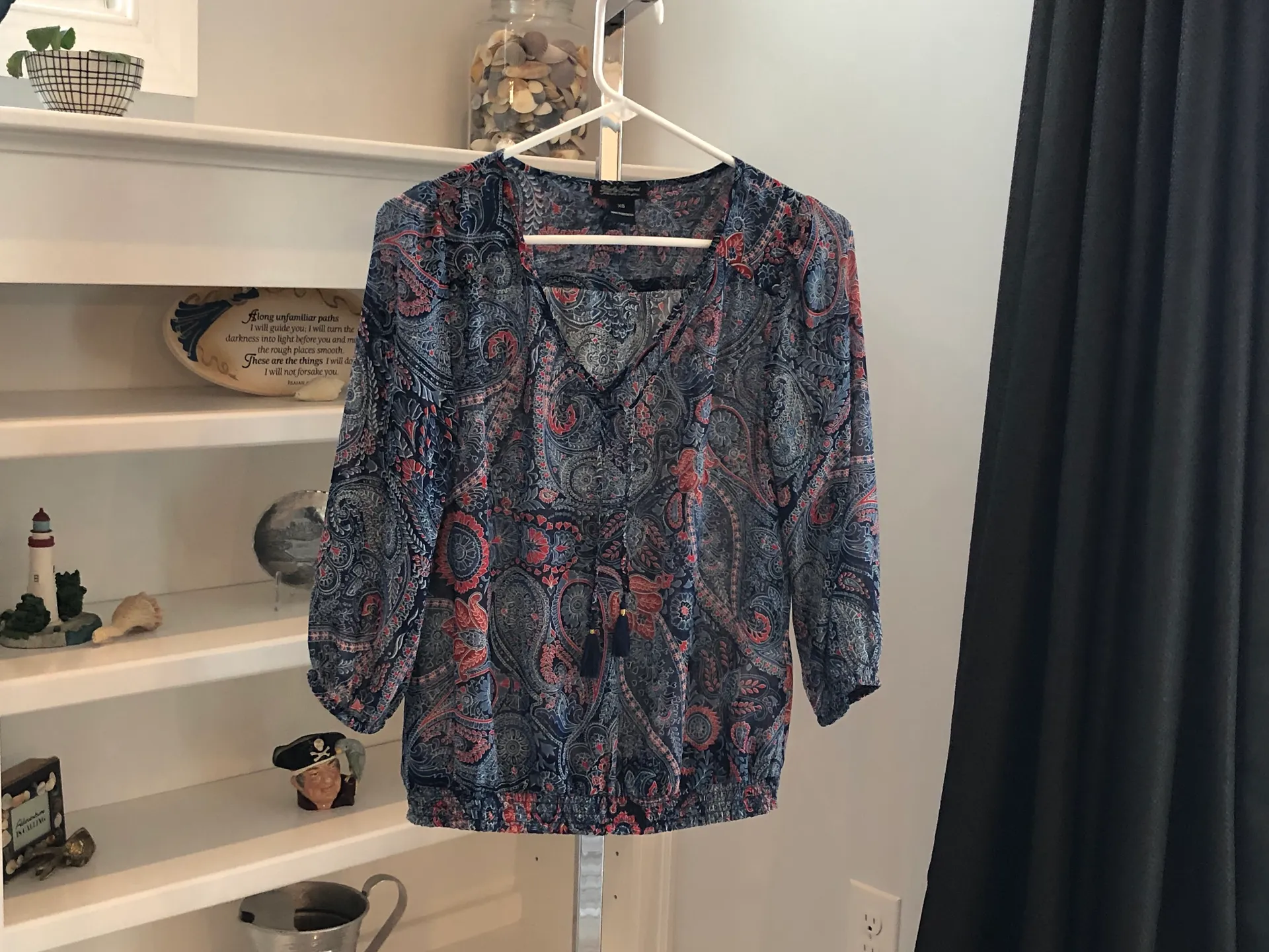 Lucky Brand Sz XS Darling Peasant Style Sheer Top Blouse - Image 3