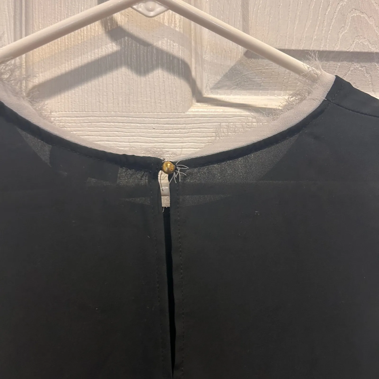 WHO WHAT WEAR Black Sleeveless Fringe Trim Top Women Size L Whimsigoth Fairy - Image 5