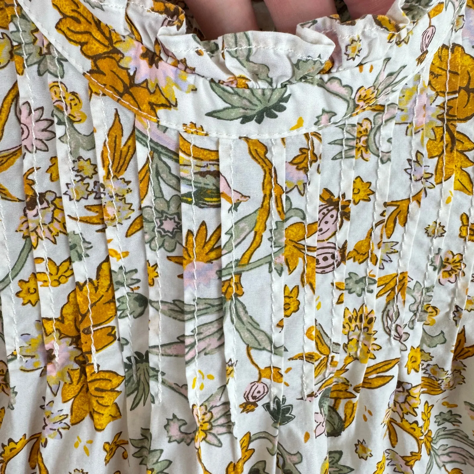 J. Crew 100% Cotton Sunny Blooms Poplin Crew Neck Sleeveless Blouse Size S - Image 3