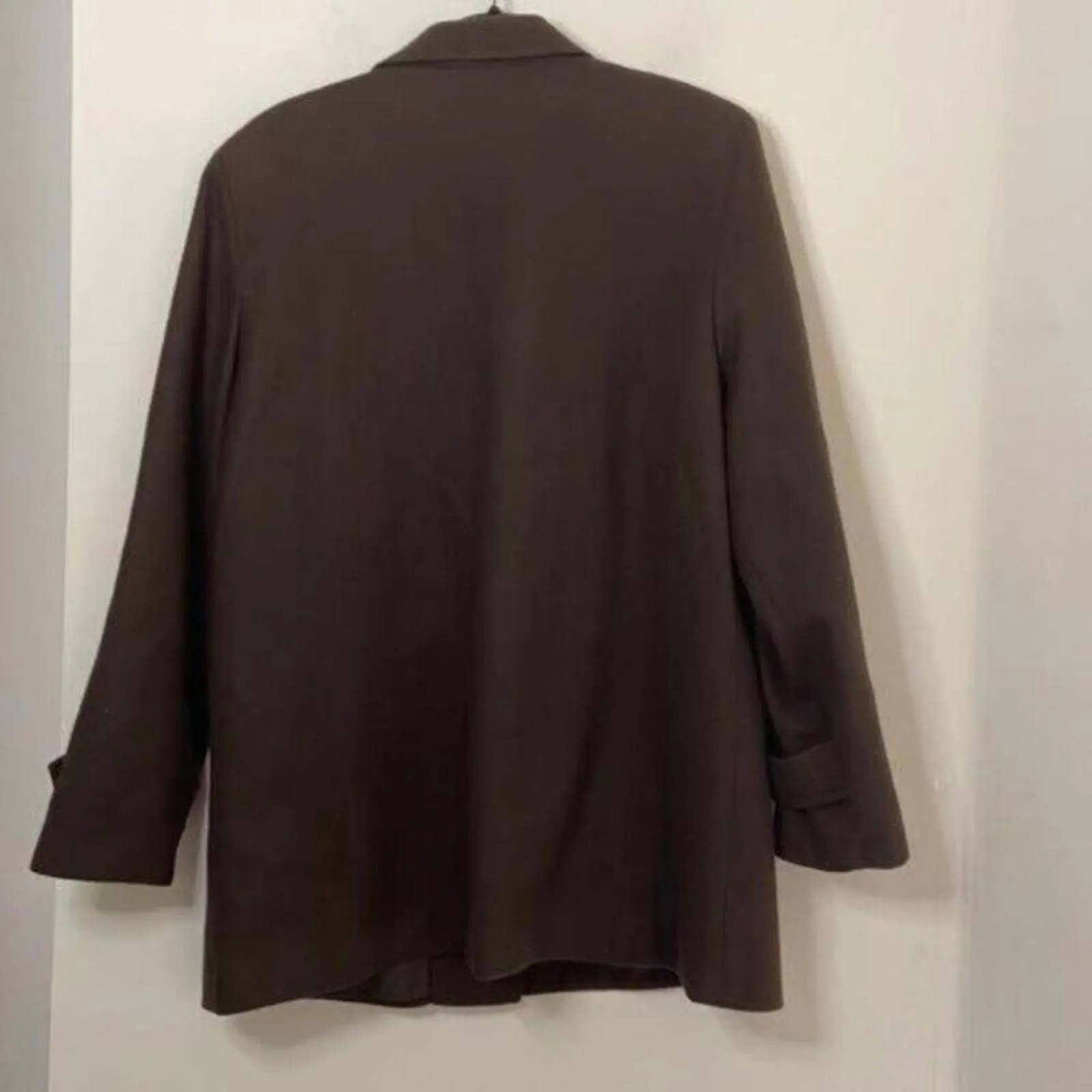 Brown Vintage Camden Classics 100% Pure New Wool Blazer Jacket Lined Minimal Size 14 - Image 9