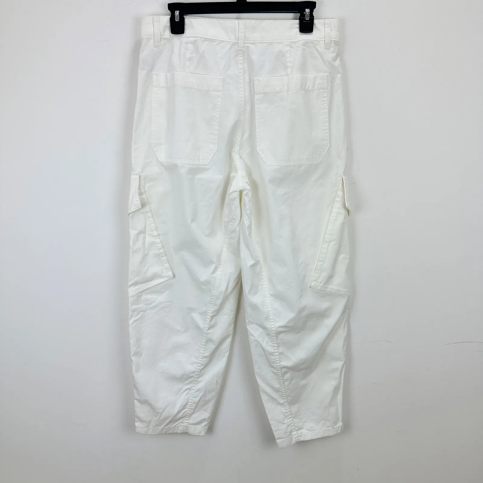 Madewell The Barrel Leg Utility Pant Garment Dyed Twill White Cargo US 6 NWT - Image 13