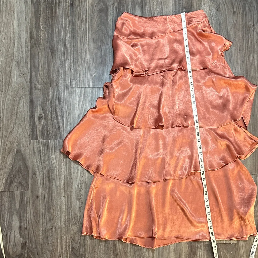 Maeve Copper Tiered Maxi Skirt | Viscose | Size 8 - Image 11