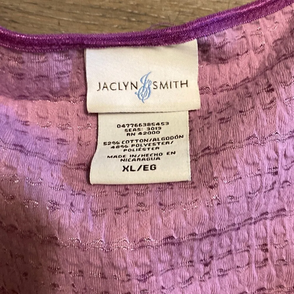 Jaclyn Smith Purple Zebra Print Short Sleeve Top Size XL - Image 3