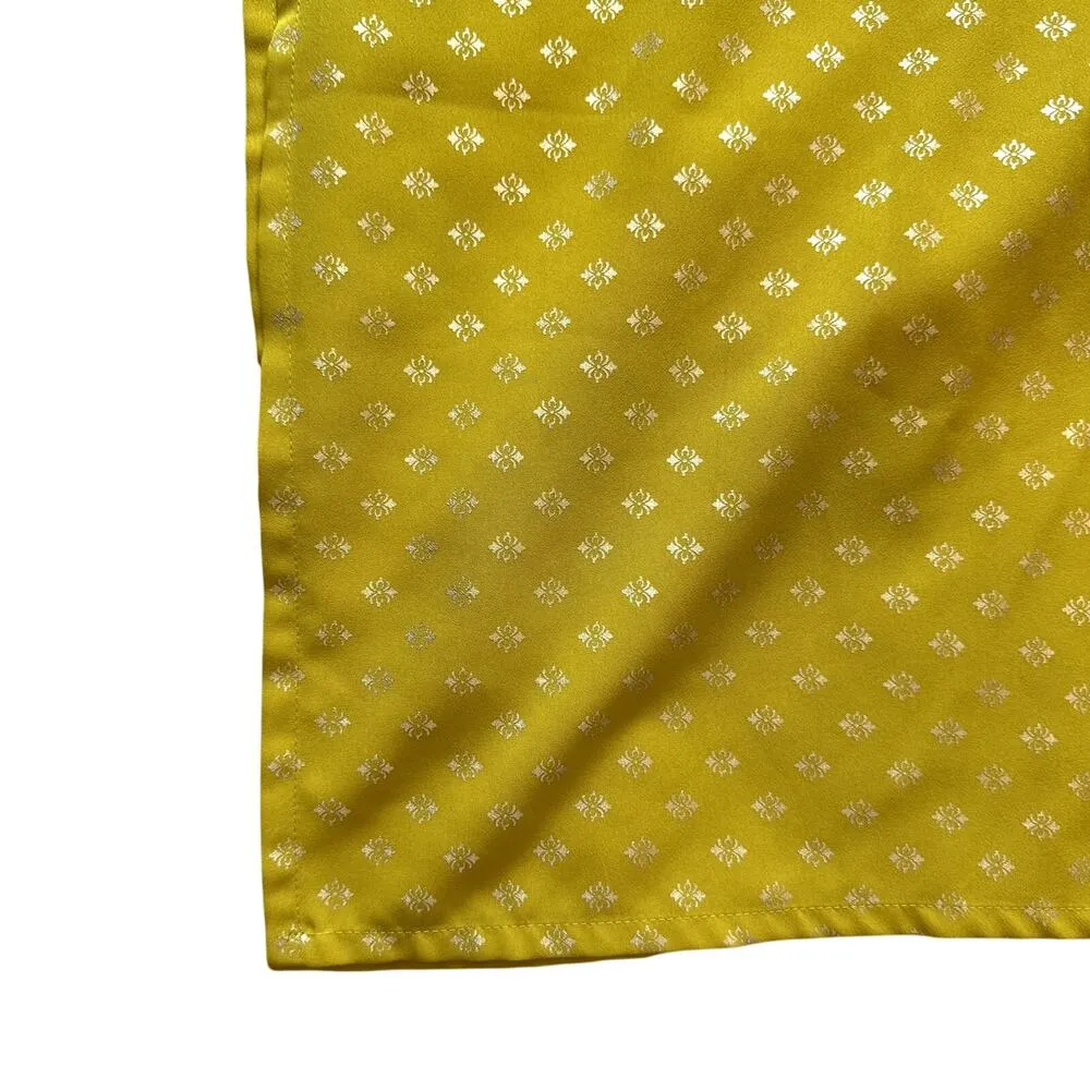 Janasya Indian Women's Mustard Foil Print Jurta Kurti Tunic Dress Small Yellow - Image 3