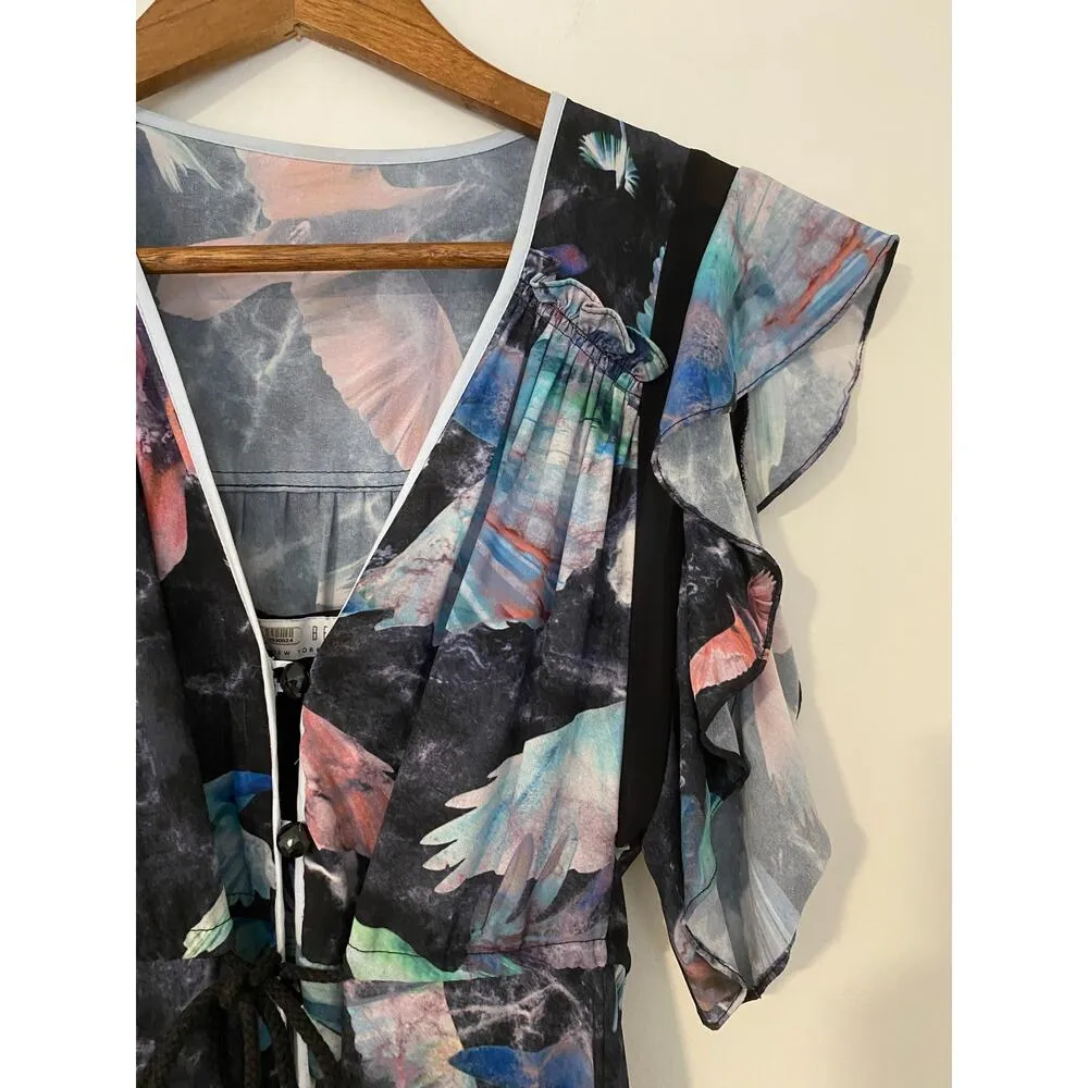 Hunter Bell Printed Harrison Dress Midi Button Front Flutter Ruffle Sleeves 0 - Image 10