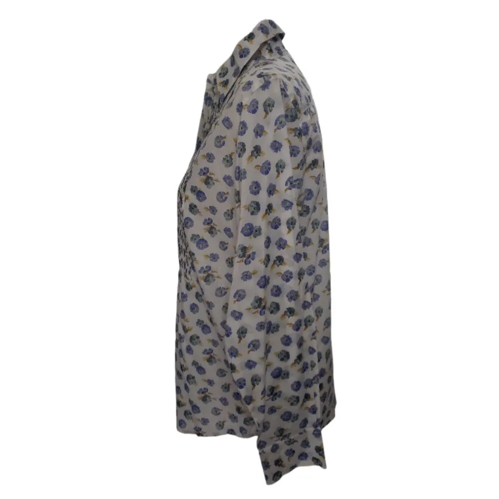 GAP Women's White & Purple Floral Print Button Down Blouse Small - Image 2