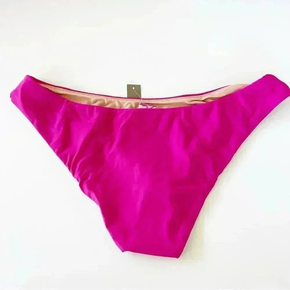 J.Crew Curved waist High Leg Cut cheeky bikini bottom Radiant Fuchsia XXL NWT - Image 6