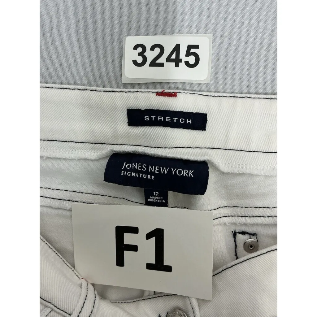 Womans Jones NY Stretch Size 12 White Nautical Capri Pants - Image 3