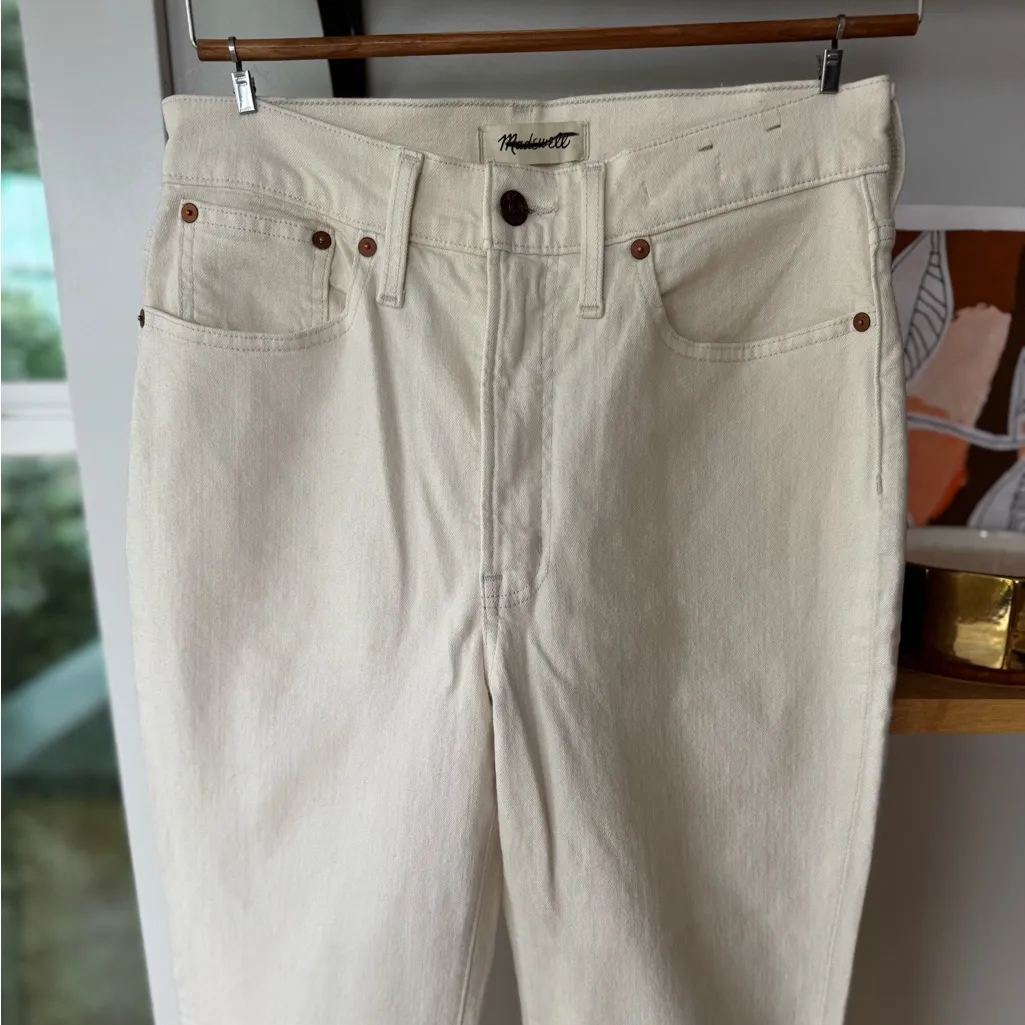 Madewell Perfect Vintage Flare Crop Jeans in Ecru Ivory Size 27 - Image 12